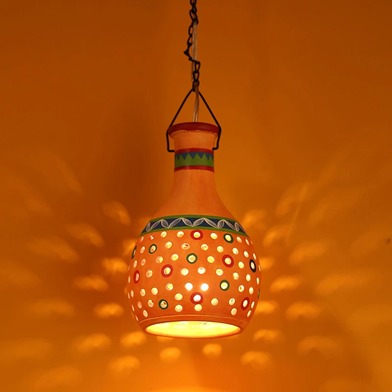 Moorni Ruso-E Terracotta Pendant Lamp in Gilded Orange