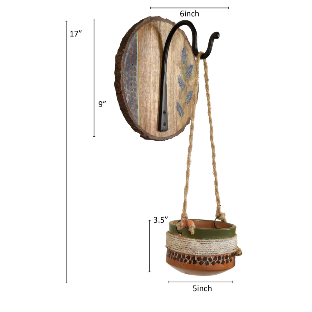 Moorni Jute Embellished Earthen Planter on a Round Hook