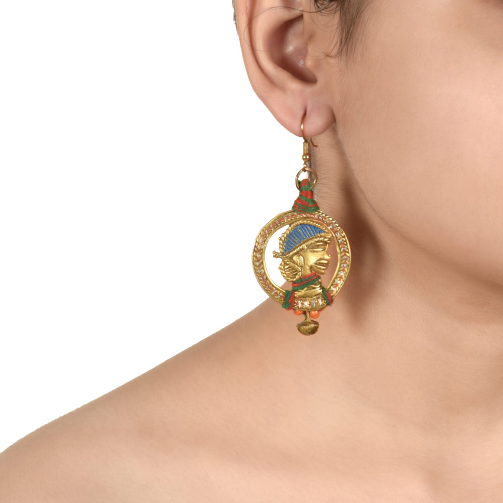 Moorni The waiting Empress Handcrafted Tribal Dhokra Earrings