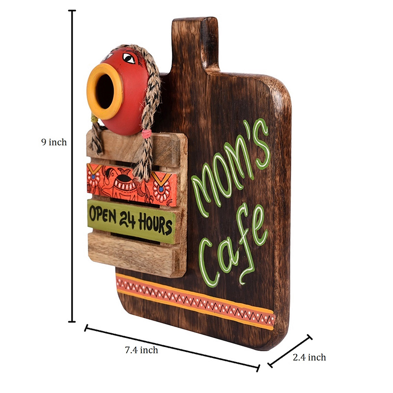 Moorni Kitchen Decor â€œMomâ€™s Cafeâ€ Handcrafted - (7.5x2.5x9 in)