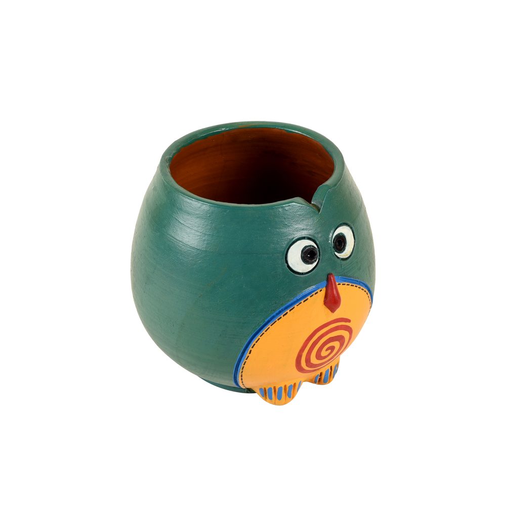 Moorni Blue Owl Earthen Planter (5x5x4)