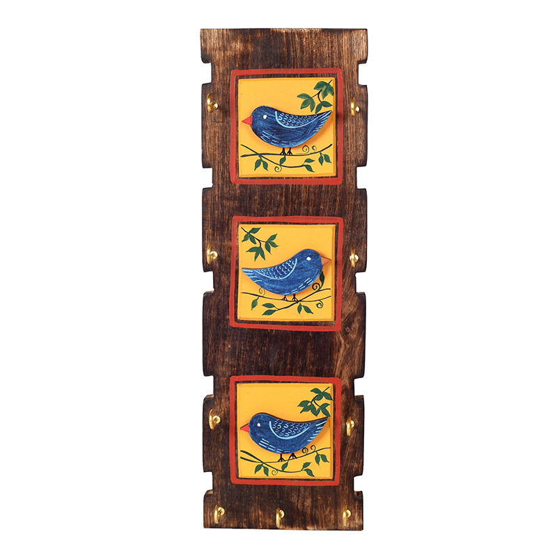 Moorni Love Birds Key Holder with 9 Key Hangers - (5x5x15 in)