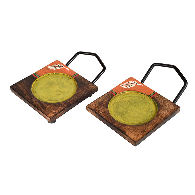 Moorni Hook-ed Snack Bowl with Square Tray Two Sets with One Holding Tray - (6.5x4x4.5/13.5x4.5 in)