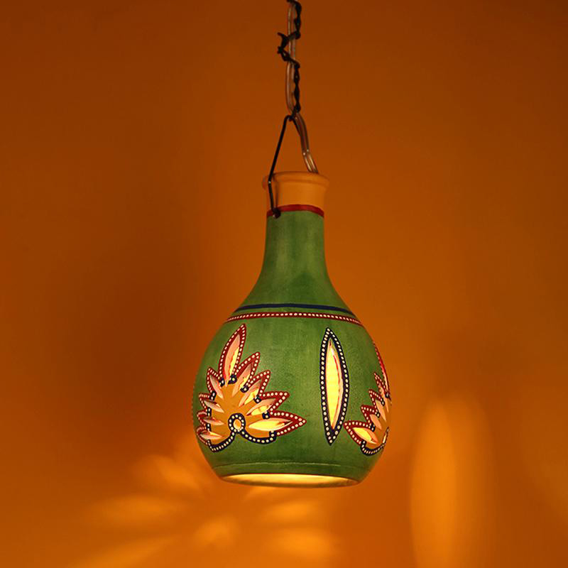 Moorni Ruso-D Terracotta Pendant Lamp In Emerald Green