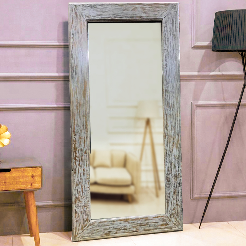 Moorni Seasoned Real Wood Large Wall Mirror Grey