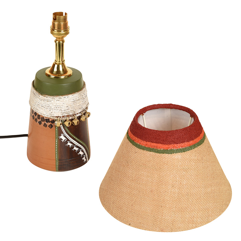 Moorni Hand Knitted Earthen Lamp with Jute Shade - (16x4.5 in)