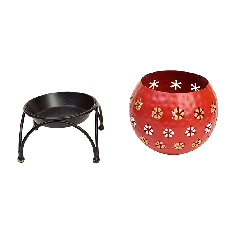 Moorni Red Polka Tealights (Set of 2) with Metal Stands