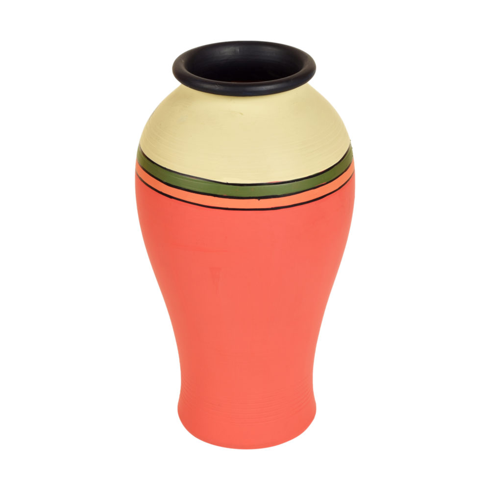 Moorni Carrot Red Earthen Vase with Madhubani Tattoo Art