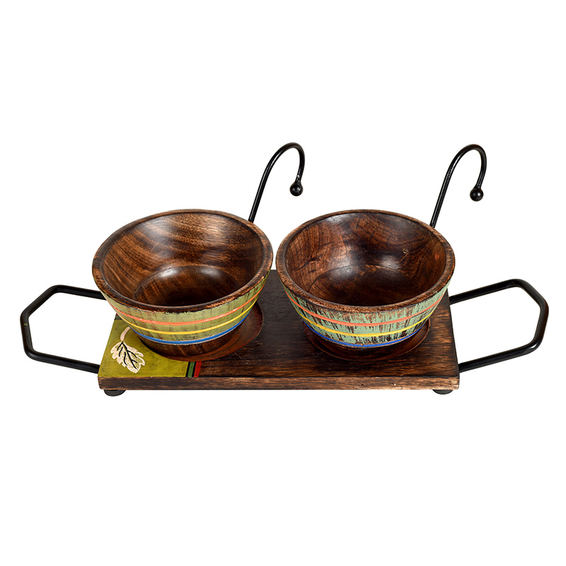 Moorni Hook-ed Snack Bowls So2 with Rectangular Tray Small - (13.5x4.5x4.5 in)