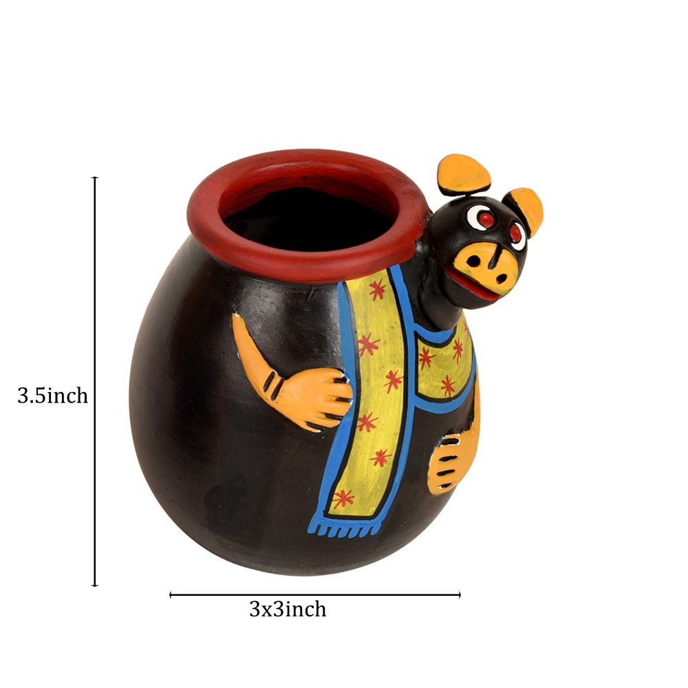 Moorni Animal Heads Multipurpose Pots (So2) in Black & Yellow (3x3x3.5/3x3x3.5x)