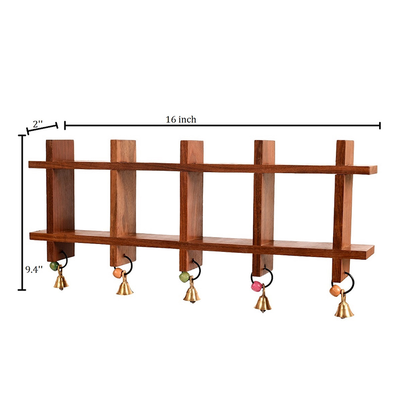 Moorni Wall Decor Ladder & 4 B&W Handcrafted Warli Pots - (16x2x7.5 in)