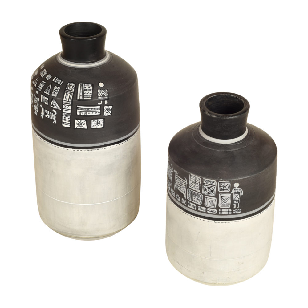 Moorni Earthen Vases Handpainted with Warli Motifs