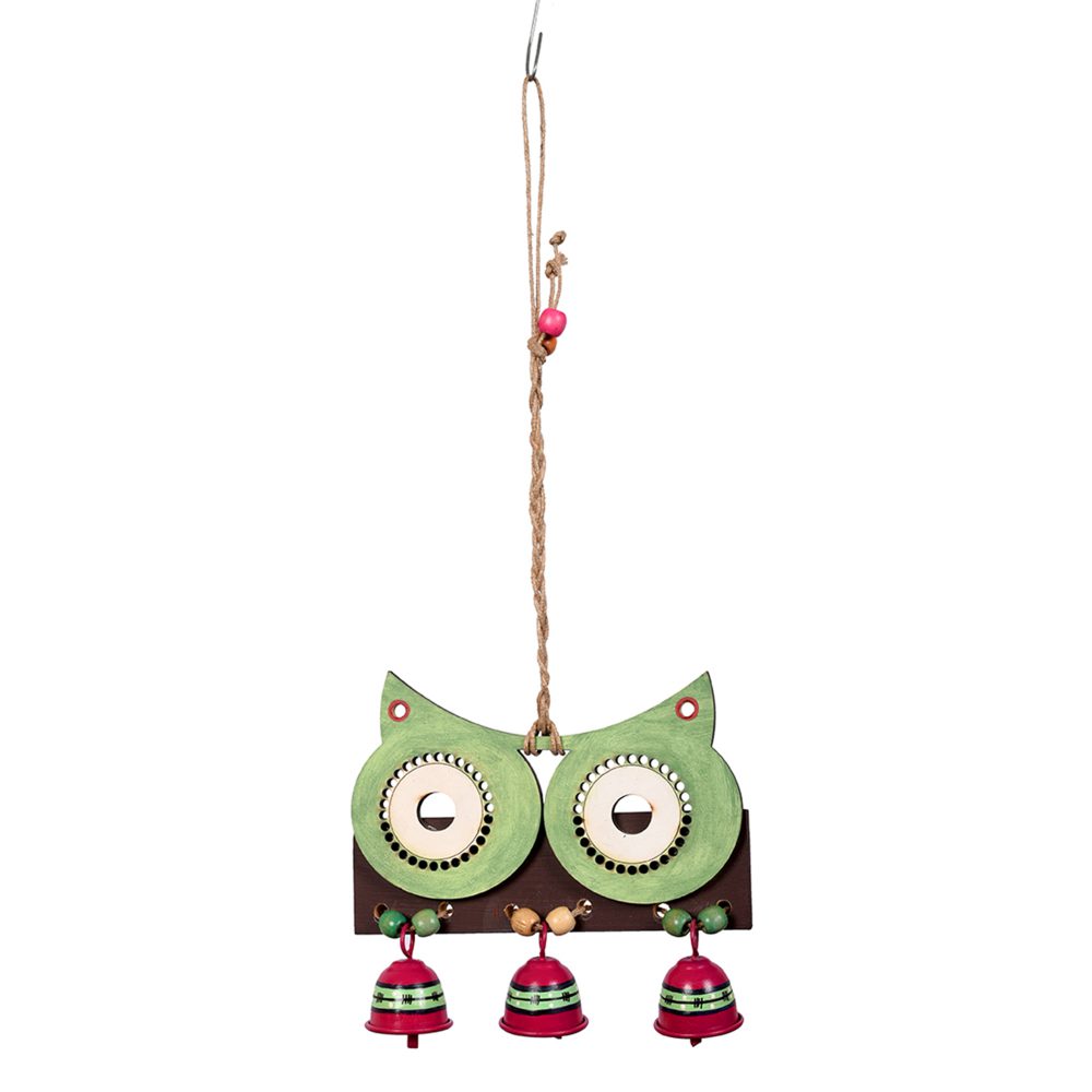 Moorni Windchime Big Owl & 3 Metal Bells (16x7)