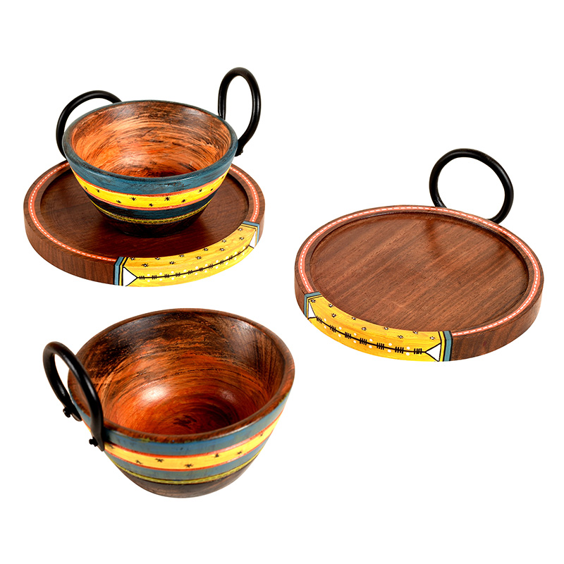 Moorni Ringo Snack Bowls with round Tray Large Two Set - (6x6x2.5/4x4x3.5 in)