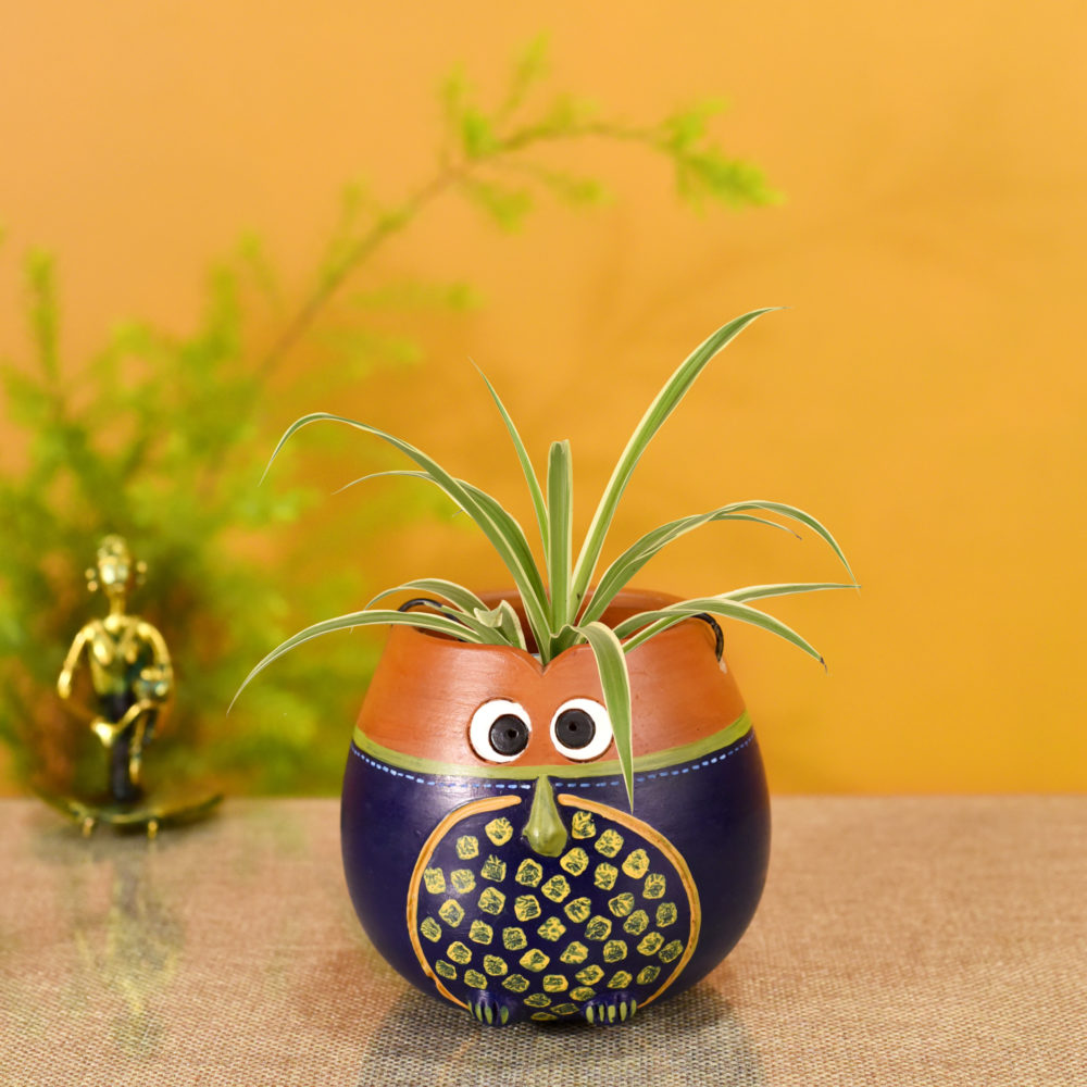 Moorni Brown-Blue Earthen Planter Pot (5x5x5)