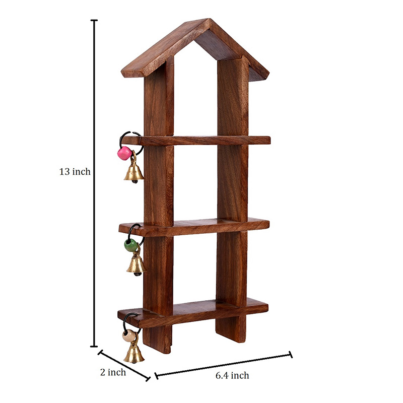 Moorni Wall Decor Ladder & 3 Handcrafted Warli Black Pots - (6x2x13 in)