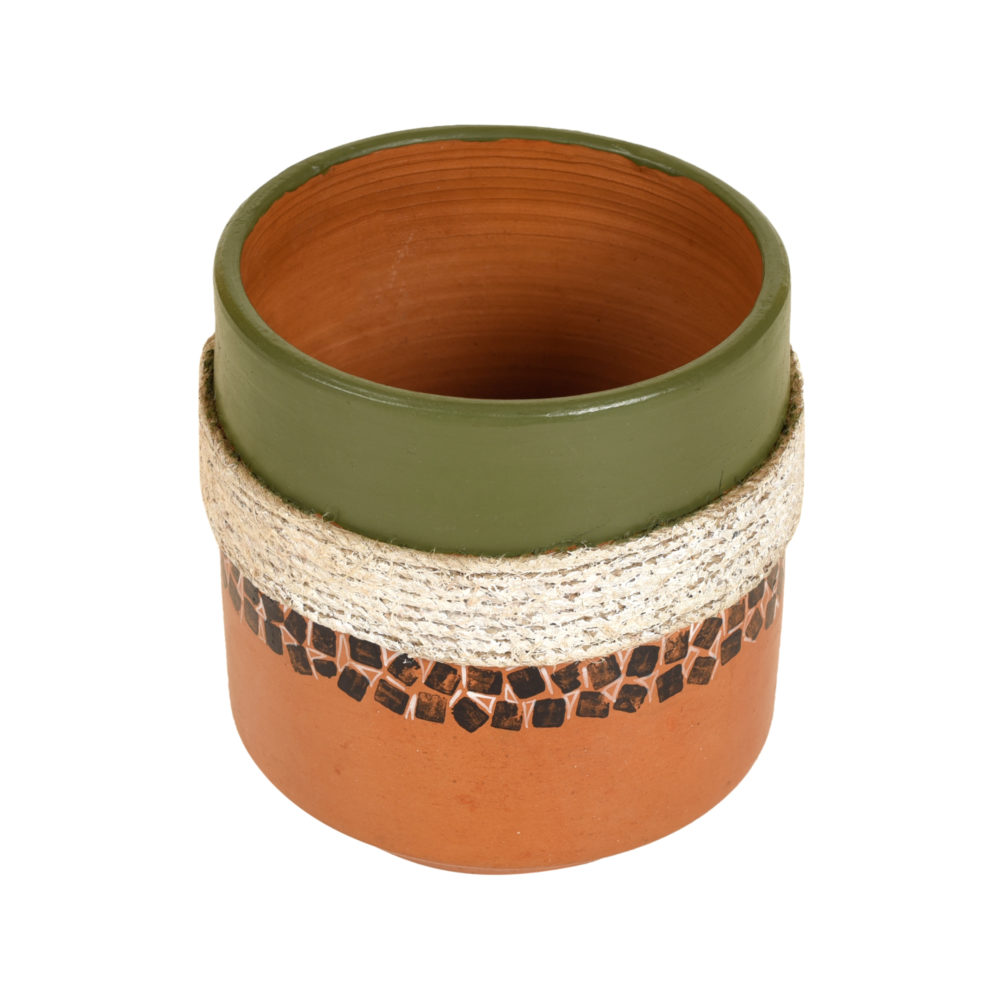 Moorni Jute Embellished Brown Earthen Planter