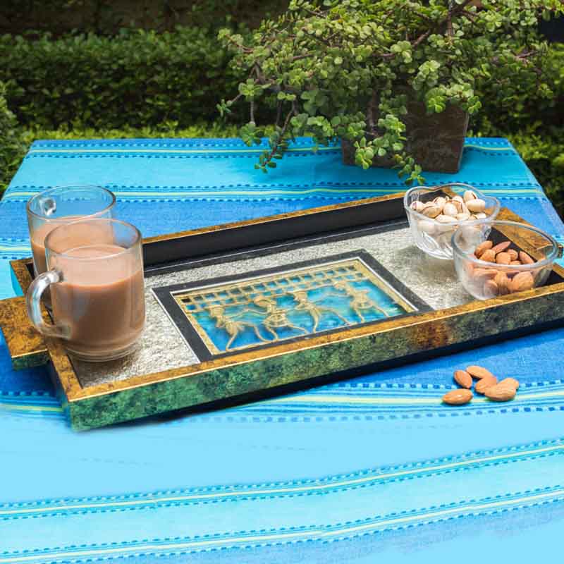 Olha-o Tribe Serving Tray with Gold Leafing