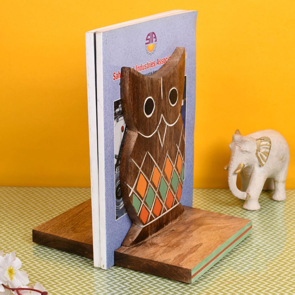 Moorni Bookend Handcrafted Wooden Owl (Set of 2) (6.5x4x9.2)