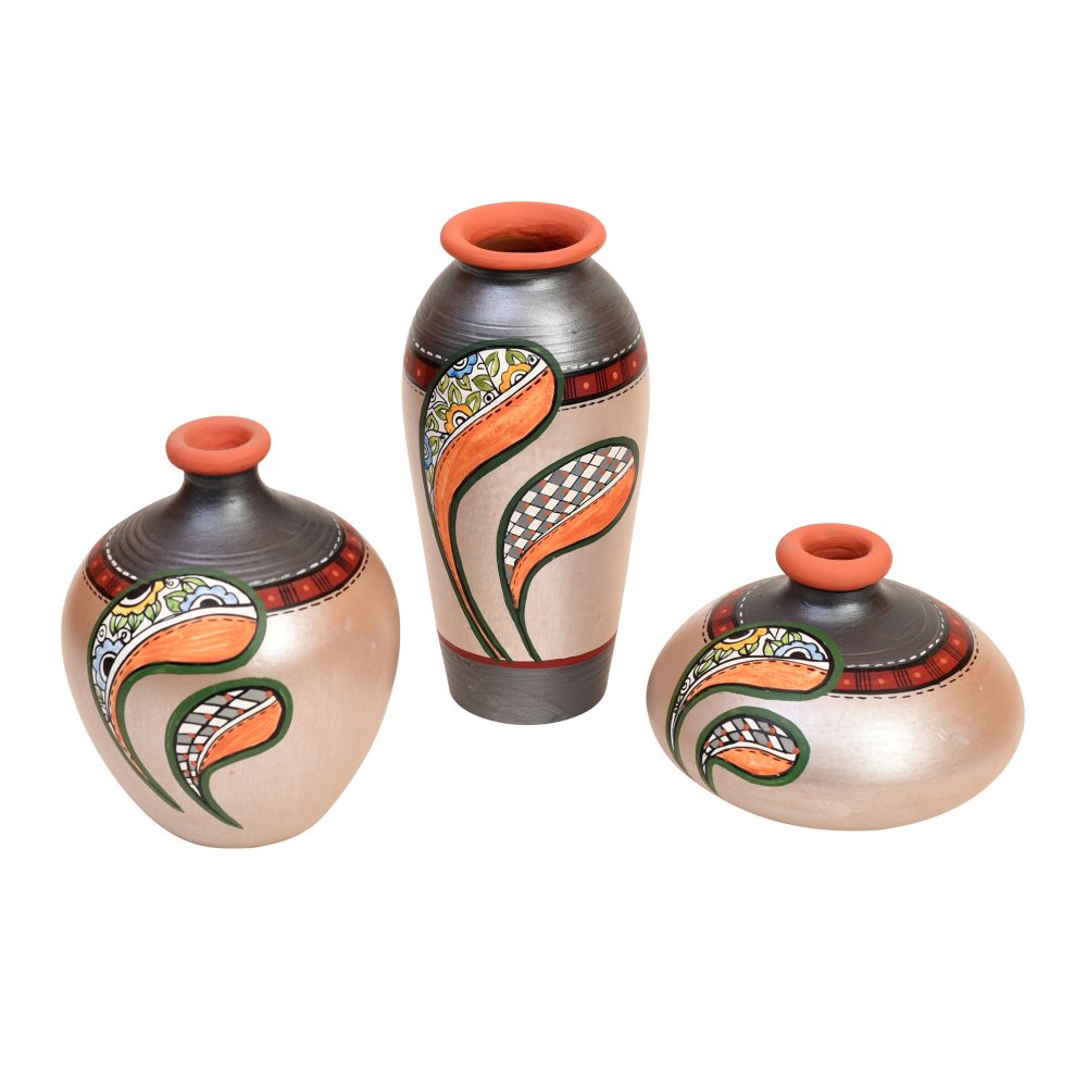 Moorni Silver Bloom Vase Set of 3 (6x3/3x4.5/4.6x3.6 Dia)