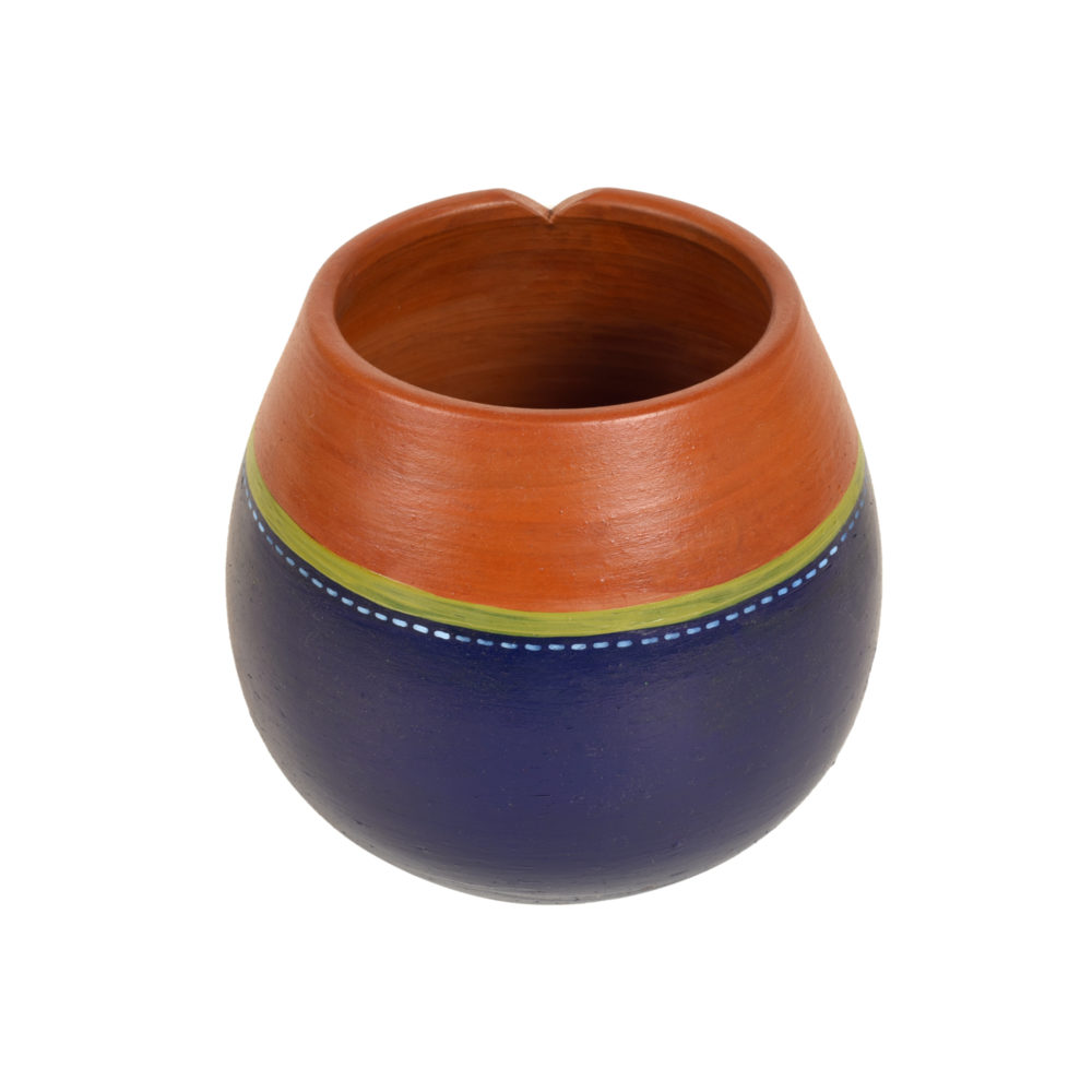 Moorni Brown-Blue Earthen Planter Pot (5x5x5)