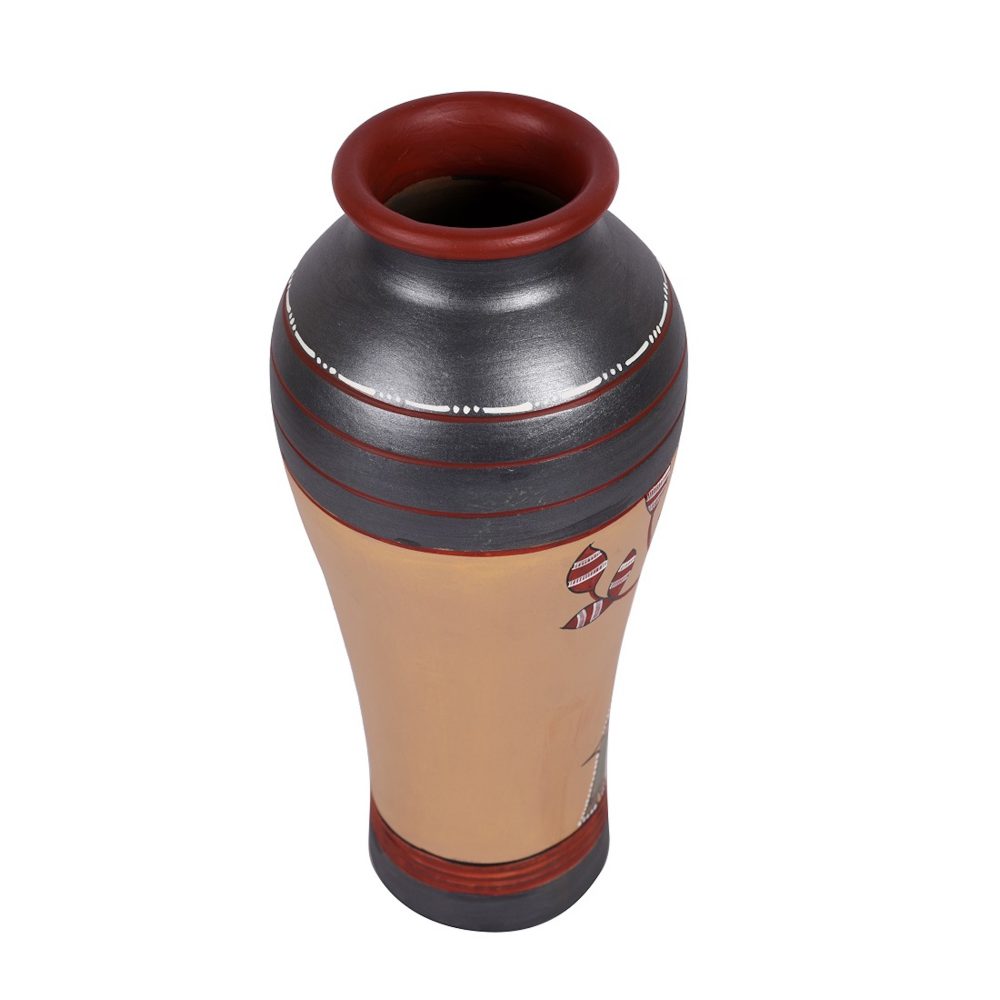 Moorni Vase Earthen Handcrafted Simmer Gold Madhubani 10.4x5(HxD)