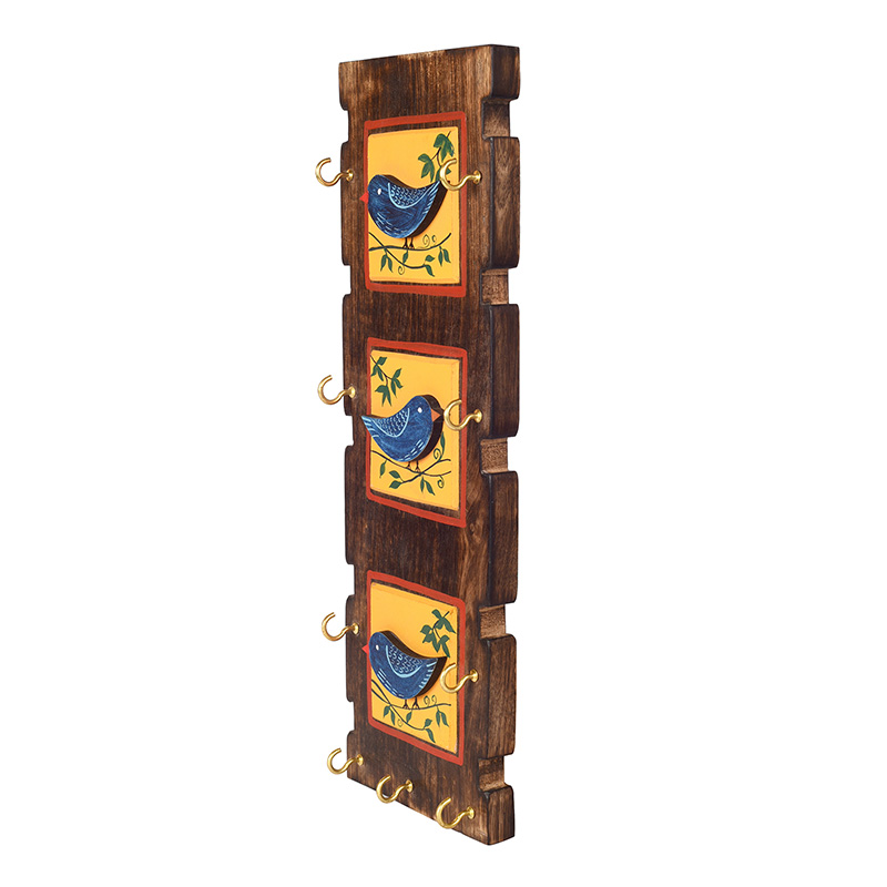 Moorni Love Birds Key Holder with 9 Key Hangers - (5x5x15 in)