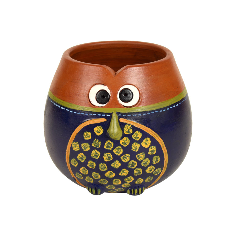 Moorni Brown-Blue Earthen Planter Pot (5x5x5)