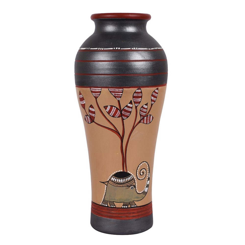 Moorni Vase Earthen Handcrafted Simmer Gold Madhubani 10.4x5(HxD)