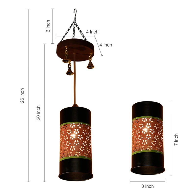 Moorni Celo-1 Cylindrical Metal Pendant Lamp In Orange