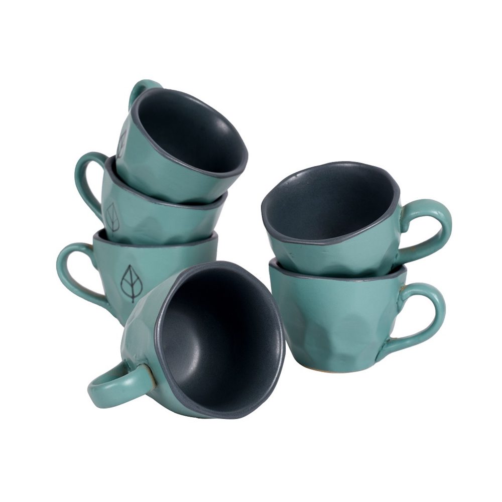 Moorni Cup Ceramic Aqua (Set of 6) (4.5x3.2x2.5)