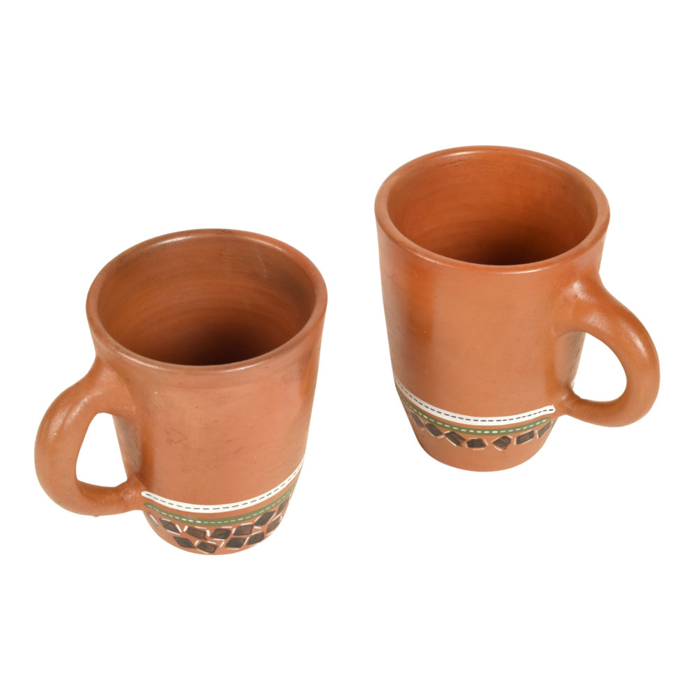 Moorni Knosh-4 Earthen Mugs with Tribal Motifs (Set of 2)