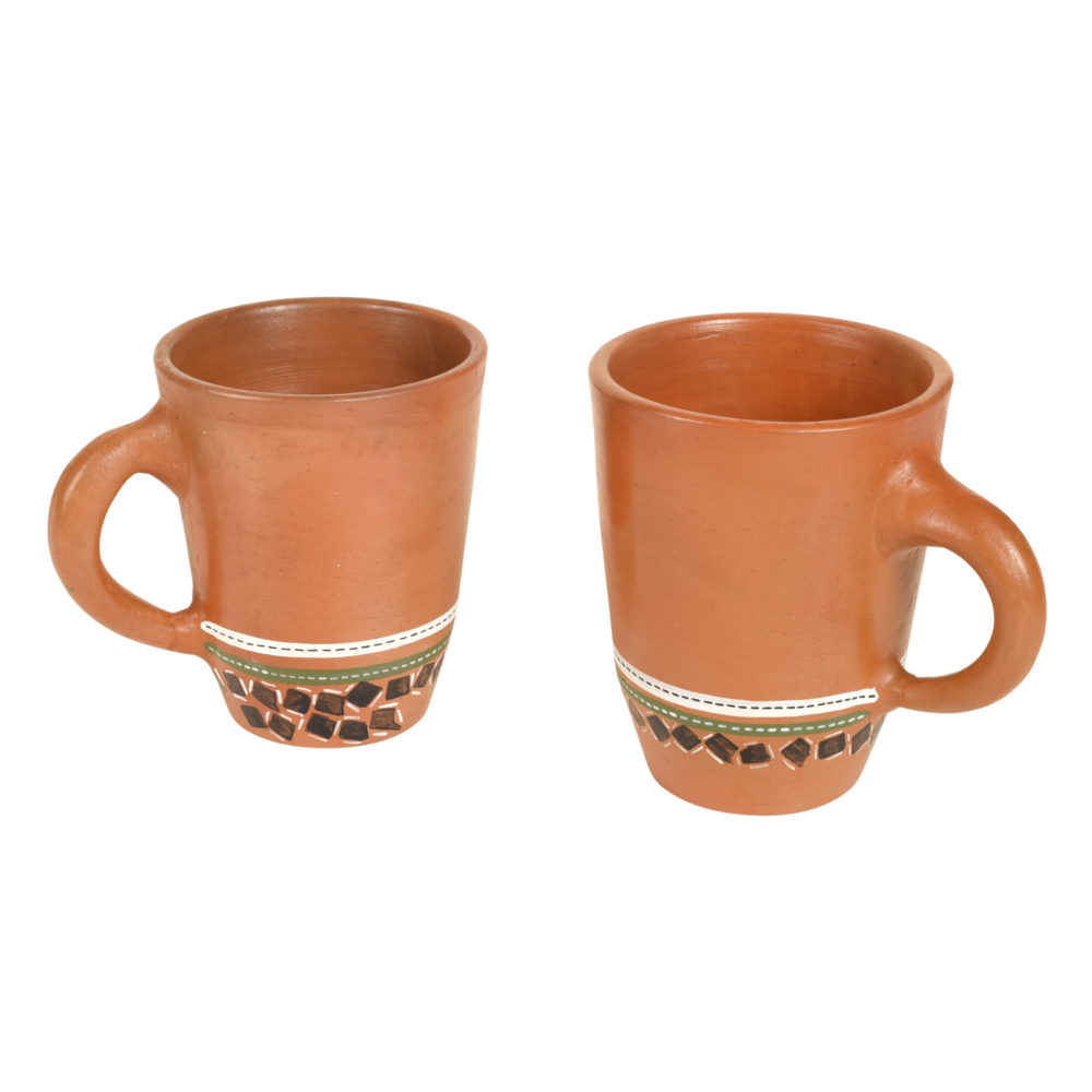 Moorni Knosh-4 Earthen Mugs with Tribal Motifs (Set of 2)