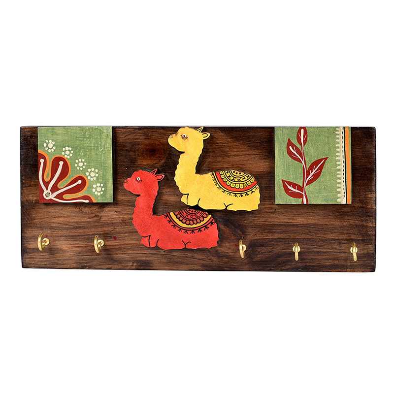 Moorni Key Holder Handcrafted Tribal Art Alpaca Theme 5 Keys - (12x2x4.7 in)