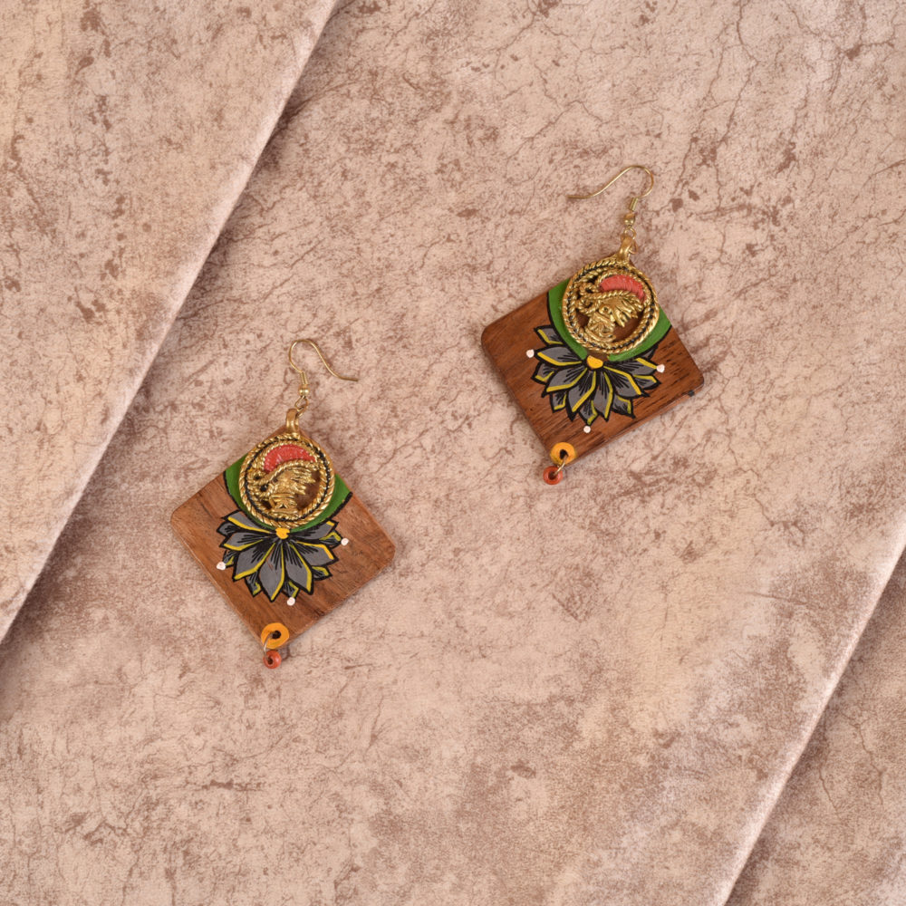 Moorni Butterfly-Ix Handcrafted Tribal Wooden Earrings