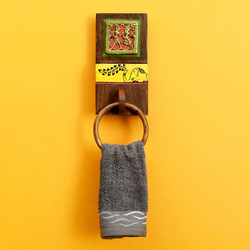 Moorni Yellow Elephant Towel Hanger - (4x2.2x11 in )