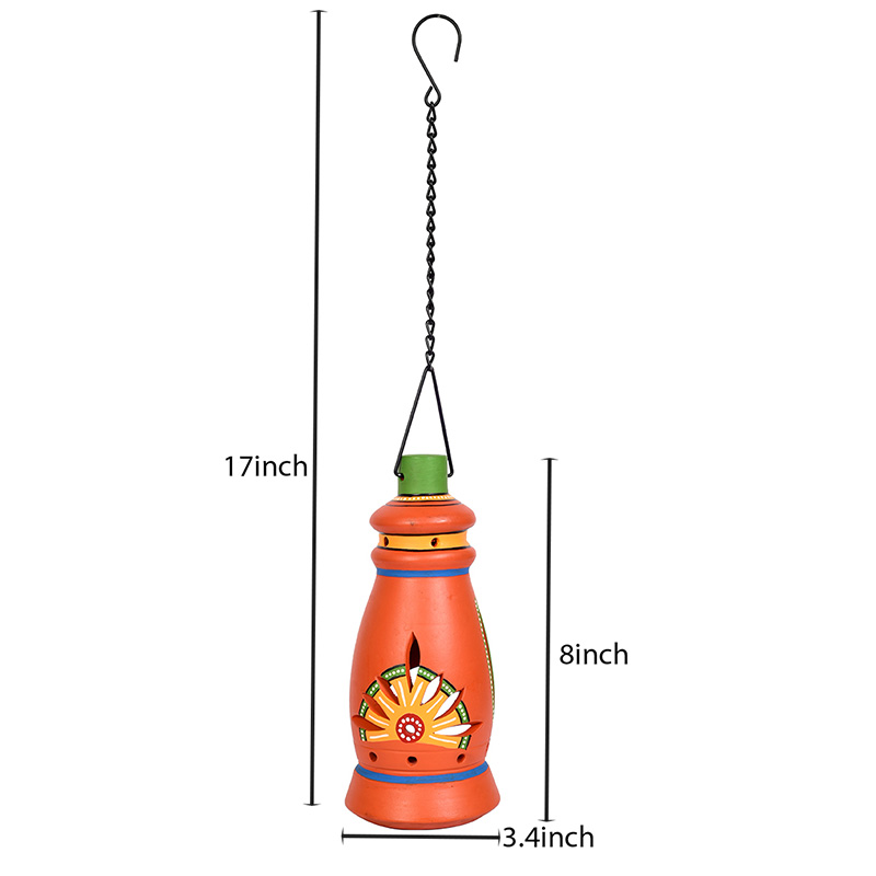 Moorni Terracotta Handpainted Hanging Tea light Holder For Home Decoration