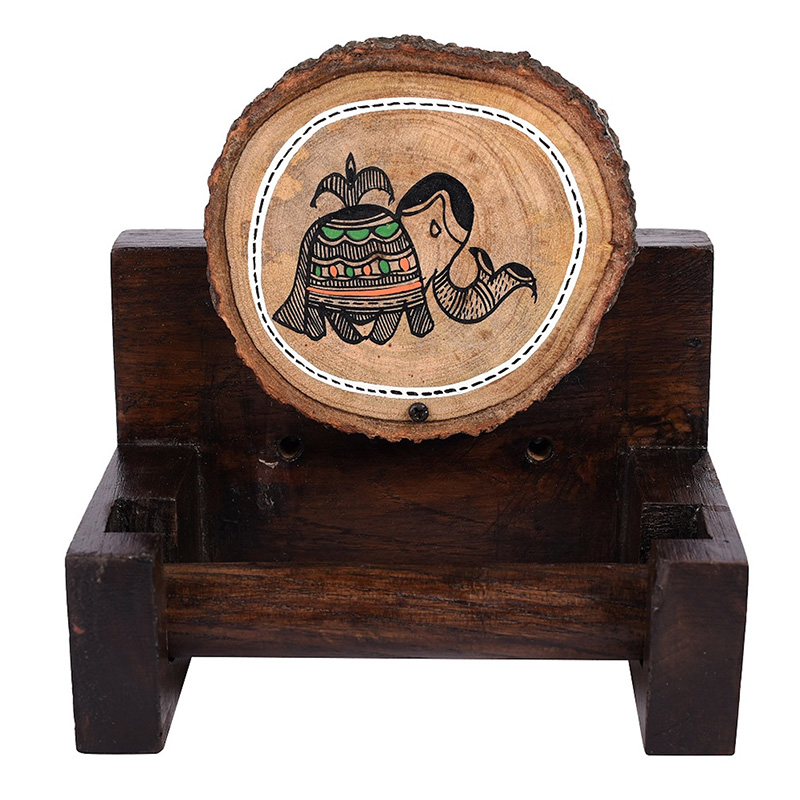 Moorni Towel Holder Handcrafted Wooden Tribal Art - (6x4x6 in)
