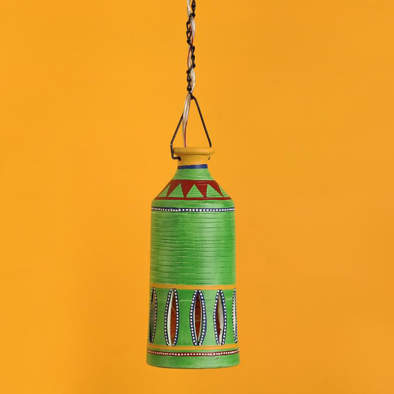 Moorni Roma-D Terracotta Pendant Lamp In Lemon Green