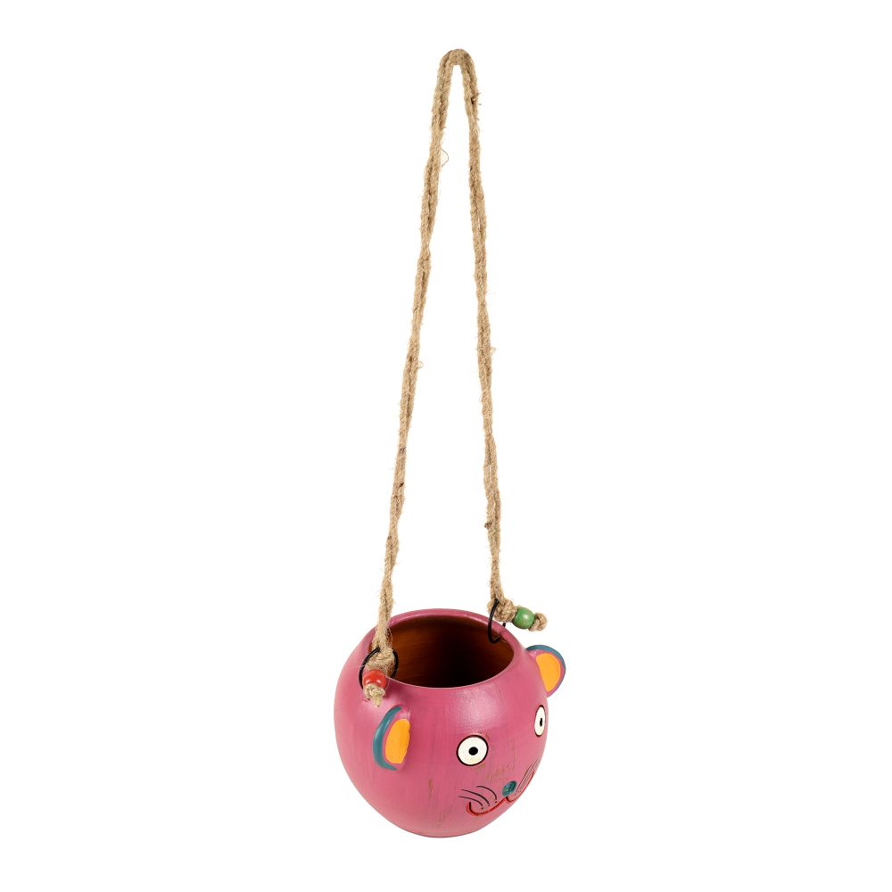 Moorni Pink Fish Earthen Hanging Planter(6x5x17)