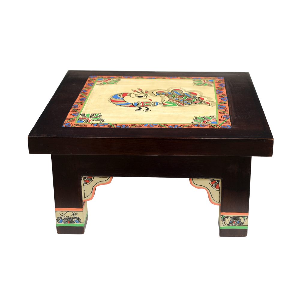 Moorni Peacock Chowki in Teakwood (12x12x6)