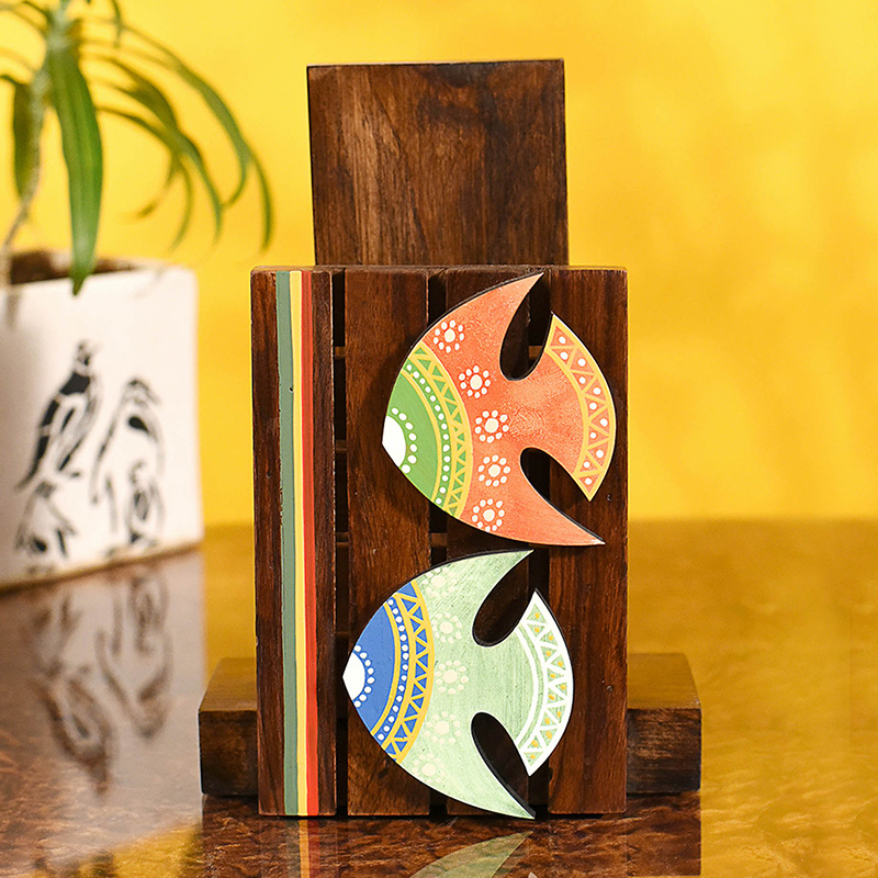 Moorni Towel Holder Handcrafted Tribal Art - (5.4x3.6x8 in)