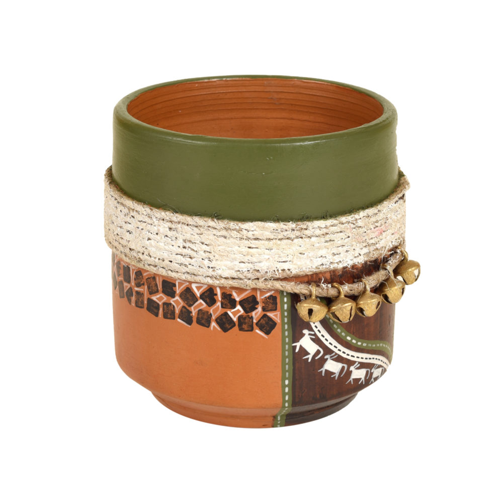 Moorni Jute Embellished Brown Earthen Planter