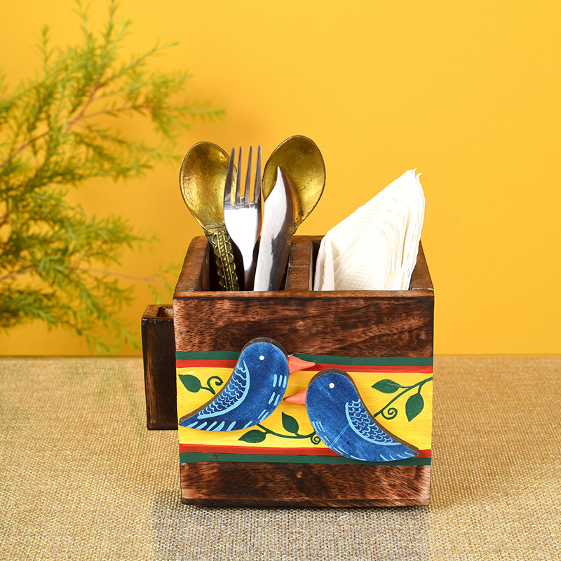 Moorni Love Birds Cutlery Holder Small - (4.5x4x4 in)