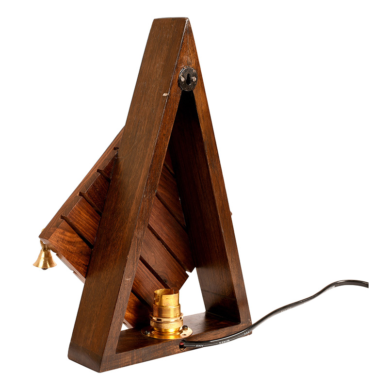 Moorni Wall Lamp in Triangular Shape Handcrafted in Wood with Tribal Motifs - (8.5x3.5x12.5 in)