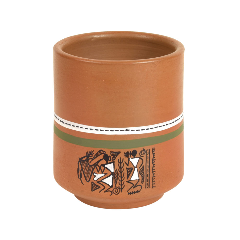 Moorni Knosh-C Earthen Mugs with Tribal Motifs (Set of 4)