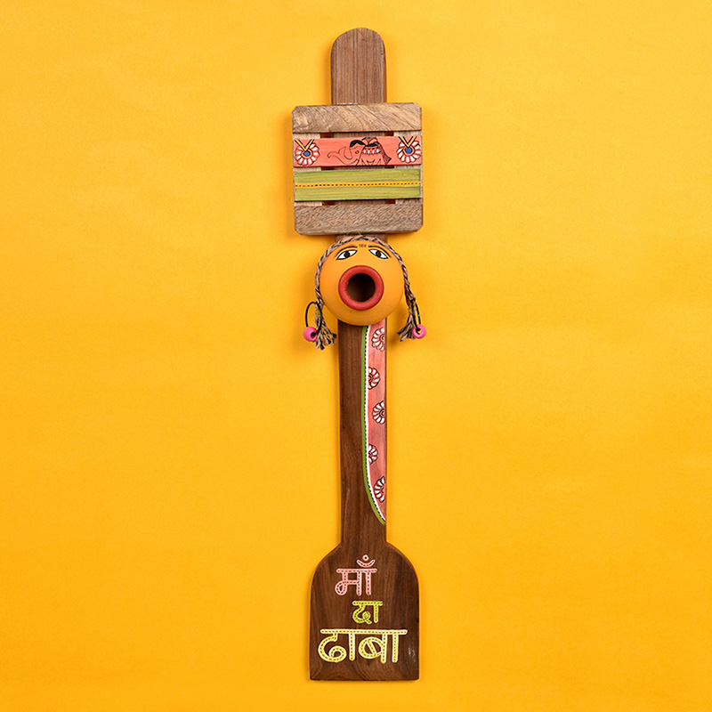 Moorni Kitchen Decor “Maa ka Dhaba” Handcrafted in Wood - (4x2.5x22 in)