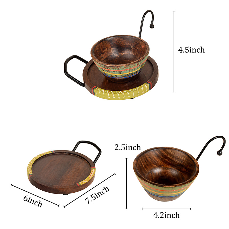 Moorni Hook-ed Snack Bowls with round Tray-Two Set - Large (7.5x6x4.5 in)