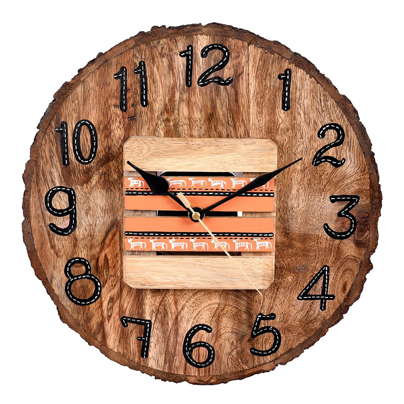 Moorni Wall Clock Handcrafted Wooden Log Dial - (11x1.5x11 in)