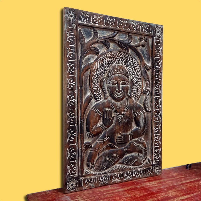 Moorni Large Buddha Wall Accent in Natural Wood